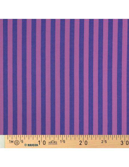 Cotton poplin fabric - Wide stripes - Fig and purple