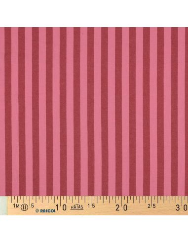 Cotton poplin fabric - Wide stripes - Bordeaux and red