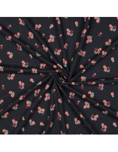 Jersey fabric with small flowers - Midnight blue