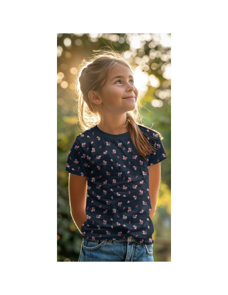 Jersey fabric with small flowers - Midnight blue