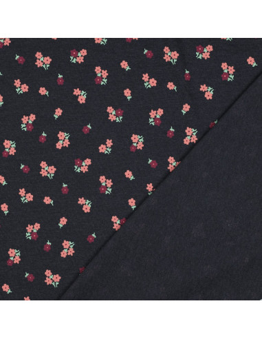 Jersey fabric with small flowers - Midnight blue
