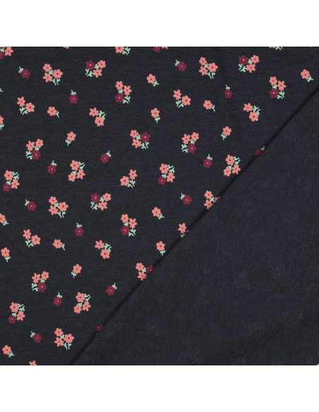 Jersey fabric with small flowers - Midnight blue