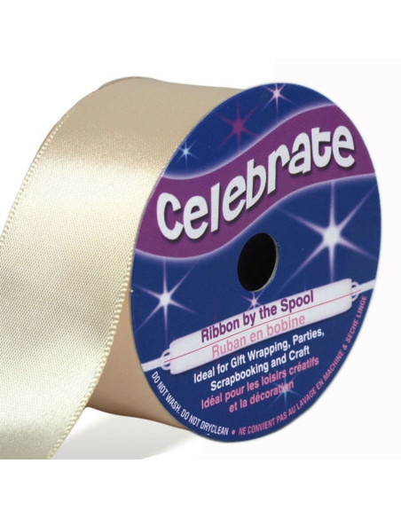 Celebrate satin ribbon cream - 25 mm x 4 meters