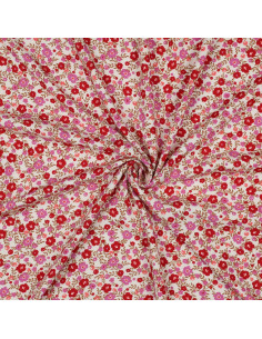 Viscose fabric with small bright flowers - Off-white