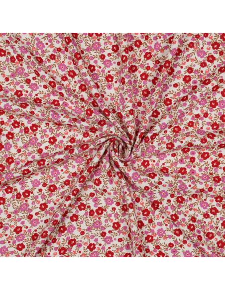 Viscose fabric with small bright flowers - Off-white