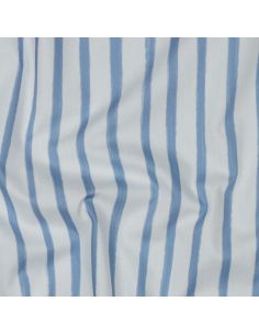 Cotton poplin fabric with stripes - Light blue on a white background