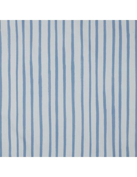 Cotton poplin fabric with stripes - Light blue on a white background