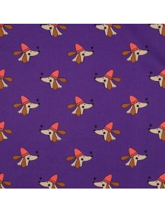 Cotton poplin fabric with dogs and hearts - Purple 2