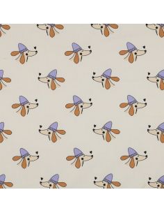 Cotton poplin fabric with dogs and hearts - Off-white 2