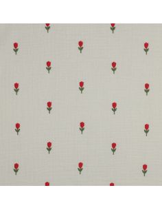 Double gauze fabric embroidered with flowers - Natural 2