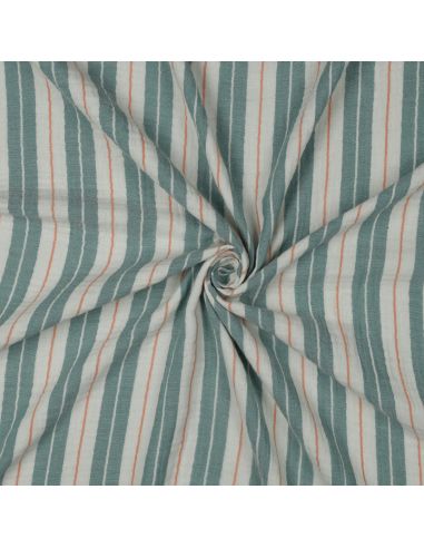 Double gauze fabric with stripe print - Green