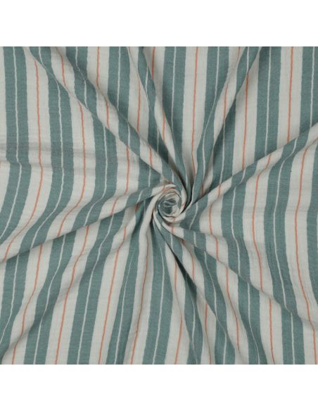 Double gauze fabric with stripe print - Green