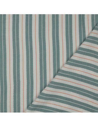Double gauze fabric with stripe print - Green