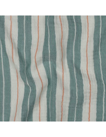 Double gauze fabric with stripe print - Green