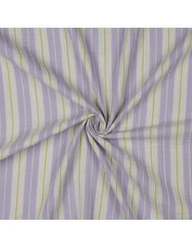 Double gauze fabric with stripe print - Purple