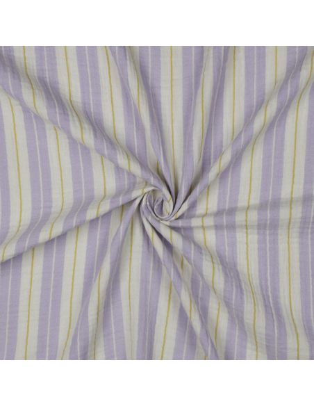 Double gauze fabric with stripe print - Purple