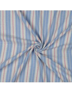 Double gauze fabric with stripes - Blue
