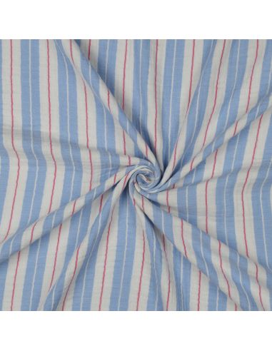 Double gauze fabric with stripes - Blue