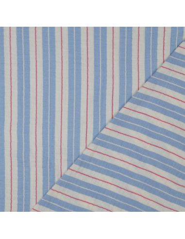 Double gauze fabric with stripes - Blue