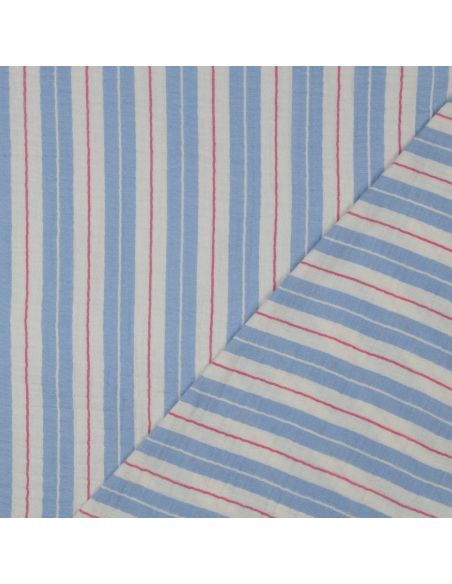 Double gauze fabric with stripes - Blue
