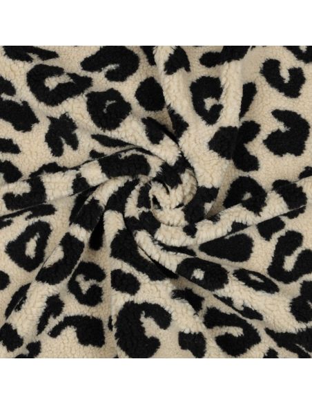 Teddy fur fabric - Black and cream