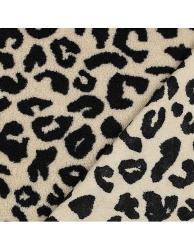 Teddy fur fabric - Black and cream