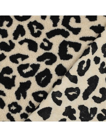 Teddy fur fabric - Black and cream