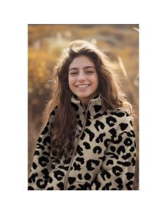 Teddy fur fabric - Black and cream 2