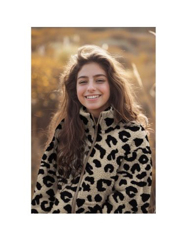 Teddy fur fabric - Black and cream