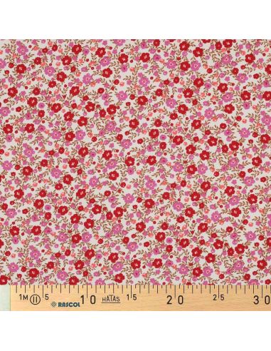 Viscose fabric with small bright flowers - Off-white