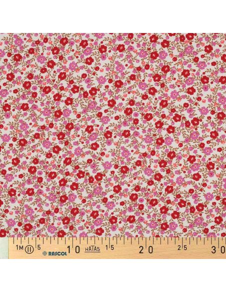 Viscose fabric with small bright flowers - Off-white