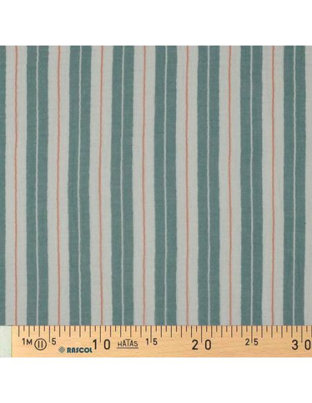 Double gauze fabric with stripe print - Green