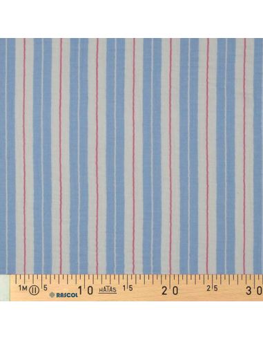 Double gauze fabric with stripes - Blue