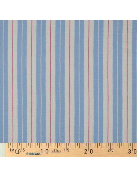 Double gauze fabric with stripes - Blue