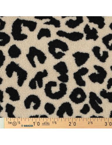Teddy fur fabric - Black and cream