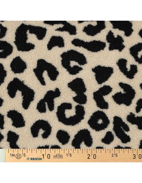 Teddy fur fabric - Black and cream