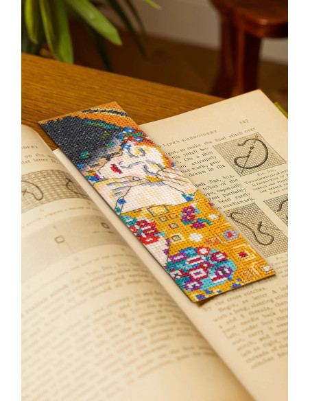 Cross-stitch bookmark embroidery kit - The Kiss