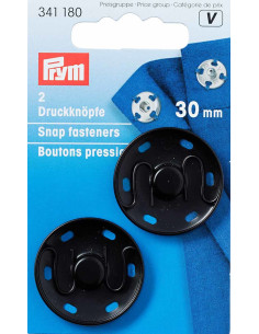30 mm sew-on snap buttons - Black