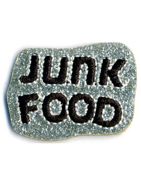 Iron-on patch junk food sequins - Silver