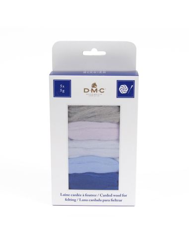 Pack of 5 carded felting wools DMC - Glacier