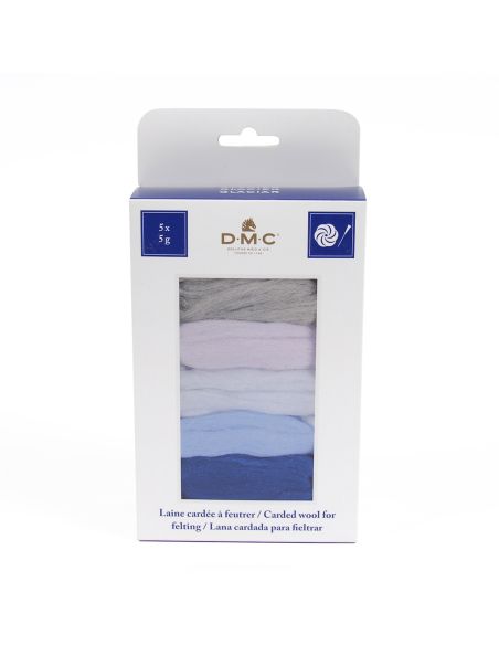 Pack of 5 carded felting wools DMC - Glacier