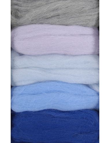 Pack of 5 carded felting wools DMC - Glacier