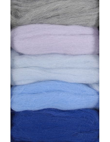 Pack of 5 carded felting wools DMC - Glacier