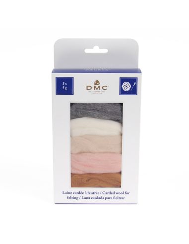 Pack of 5 carded felting wools DMC - Seashell