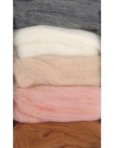 Pack of 5 carded felting wools DMC - Seashell 2