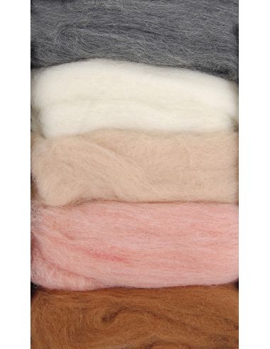 Pack of 5 carded felting wools DMC - Seashell