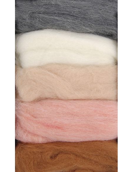 Pack of 5 carded felting wools DMC - Seashell