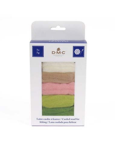 Pack of 5 carded wools for felting DMC - Spring