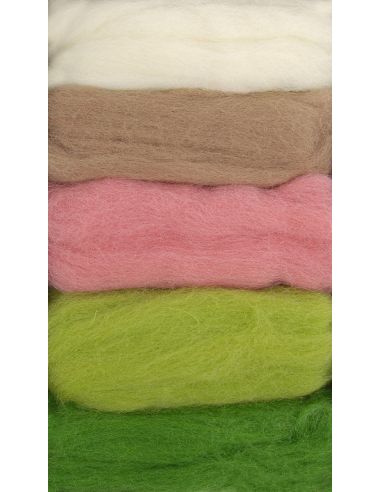 Pack of 5 carded wools for felting DMC - Spring