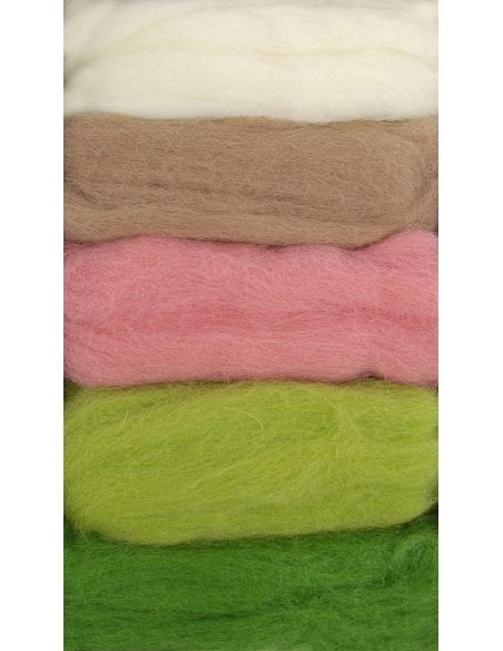 Pack of 5 carded wools for felting DMC - Spring
